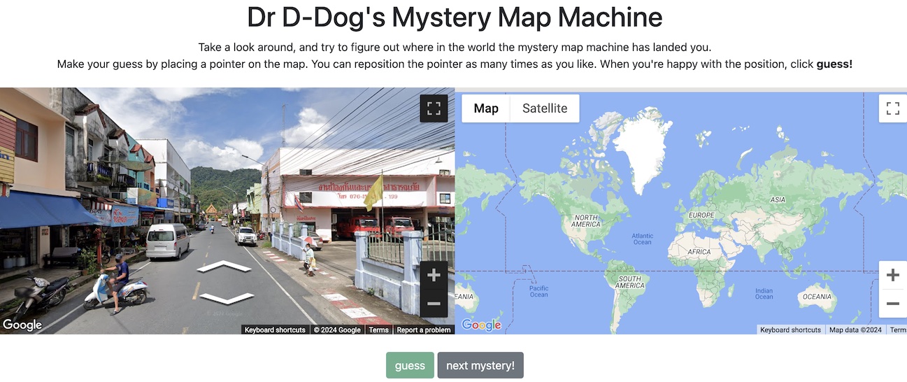 Screenshot of Dr D-Dog's Mystery Map Machine game